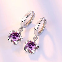 925 Sterling Silver Earrings Jewelry High Quality Retro Simple Pattern Purple White Zircon EarringsAzizaK