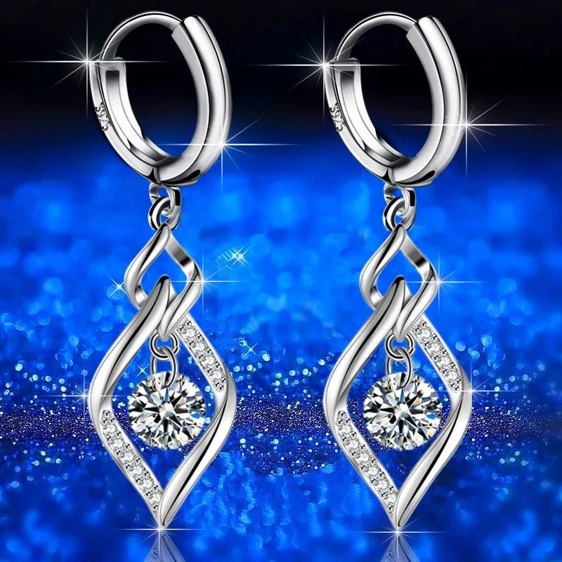 925 Sterling Silver New Woman Fashion Jewelry High Quality Blue Pink White Purple Crystal ZirconAzizaK