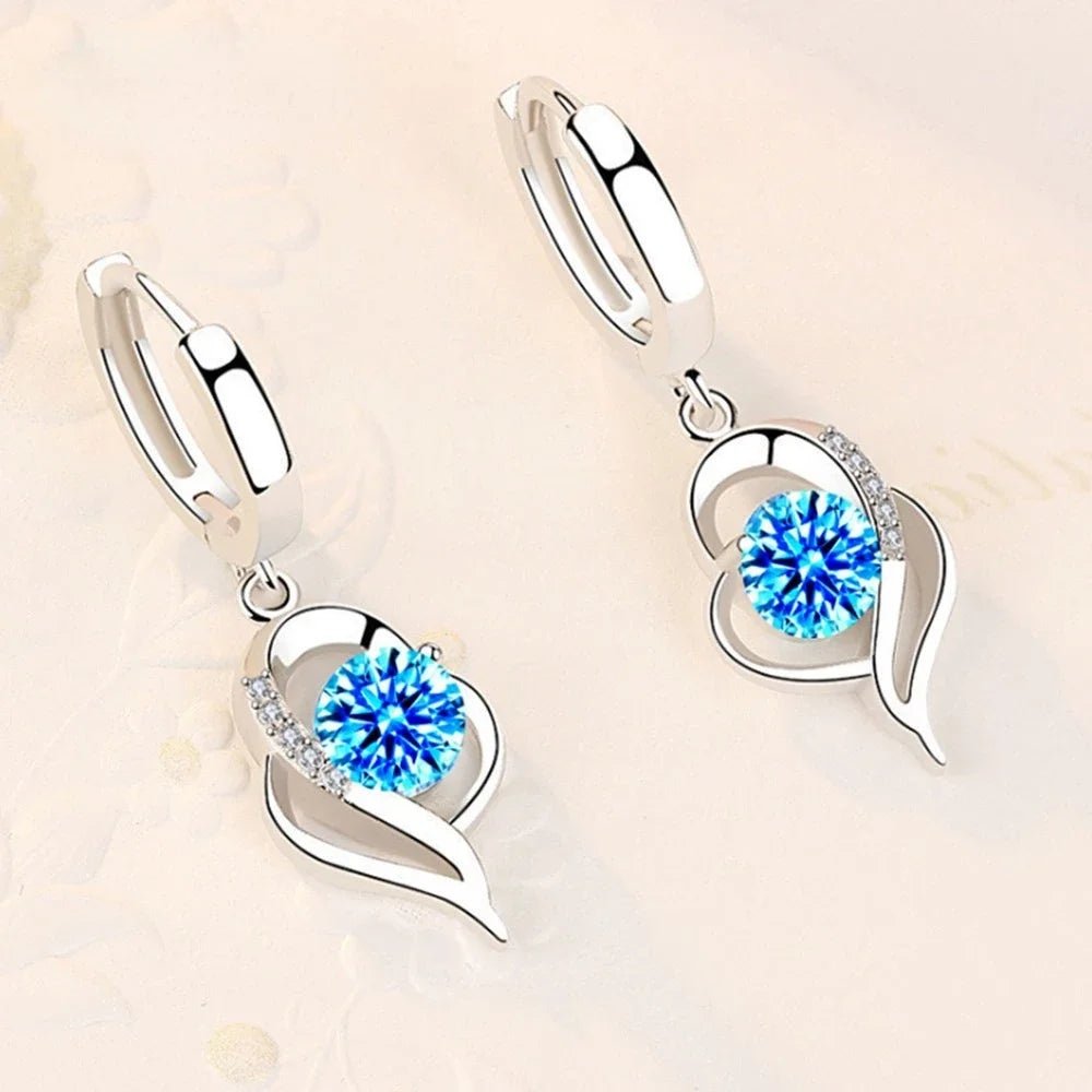 925 Sterling Silver New Woman Fashion Jewelry High Quality Blue Pink White Purple Crystal ZirconAzizaK