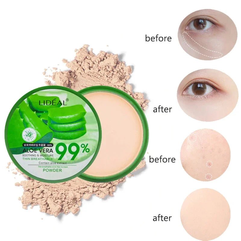 99% Aloe Vera Softening Powder Waterproof Moisturizing Concealer Foundation Fixed Make Up Oil Control Facial Makeup CosmeticsAzizaK