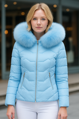 coat with artificial raccoon fur collar