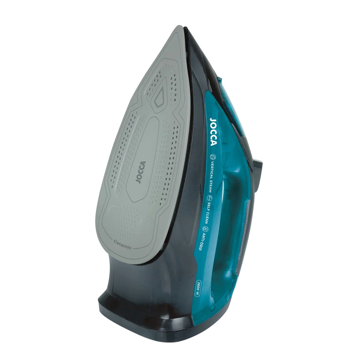 Jocca steam iron for clothes: horizontal and electric, with 2600W, steam stroke, ceramic sole, self-cleaning, anti-drip and anti-drip system for maximum durability. Dry Iron, vertical and burst steam