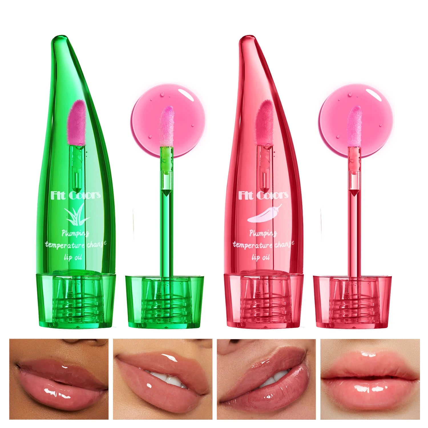 Plumping Lip Oil with Aloe Vera and Chilli | Temperature Activated Color Change | Moisturizing and Hydrating Lip Gloss for Fuller Lips