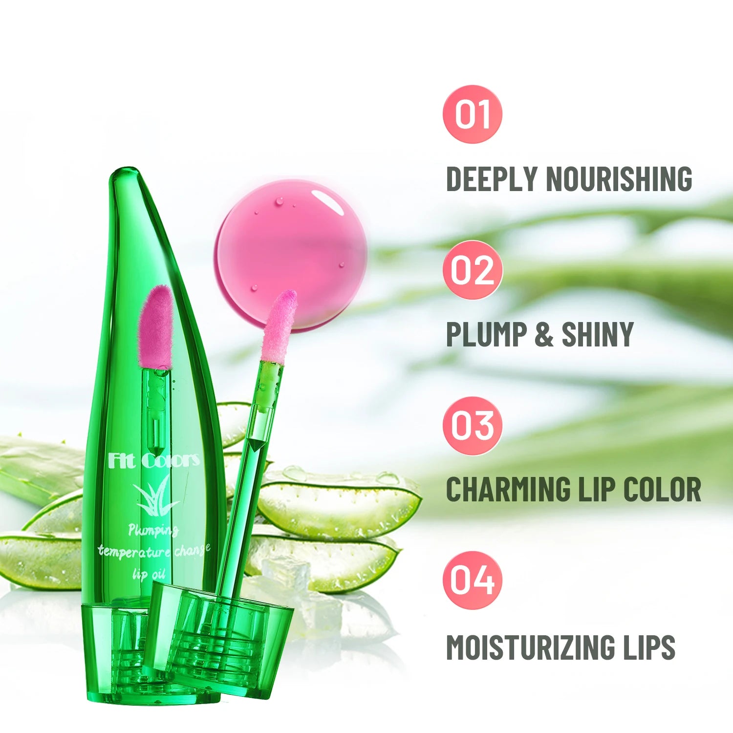 Plumping Lip Oil with Aloe Vera and Chilli | Temperature Activated Color Change | Moisturizing and Hydrating Lip Gloss for Fuller Lips