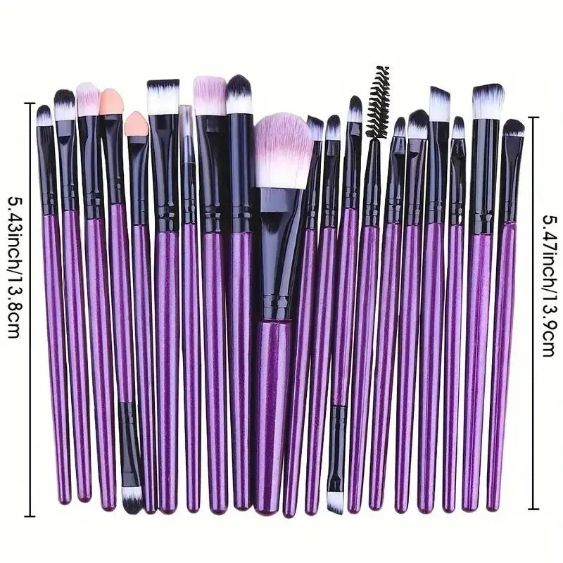 Set of 13 soft and fluffy makeup brushes.