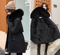 Wool Lining Coat Slim Hooded Parkas With Fur Collar