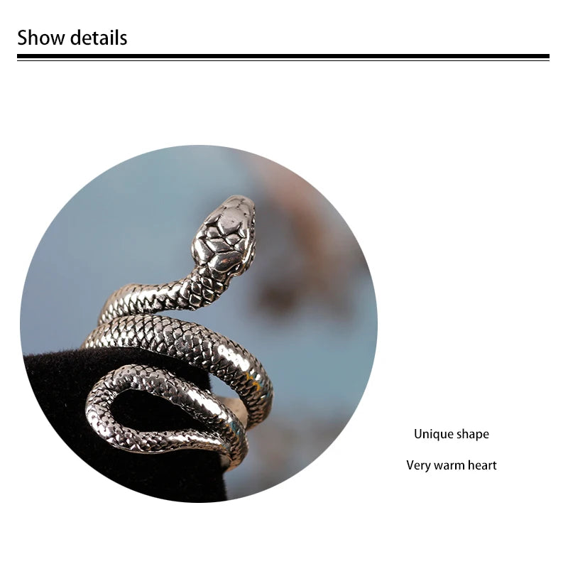 Retro hip-hop rock snake ring