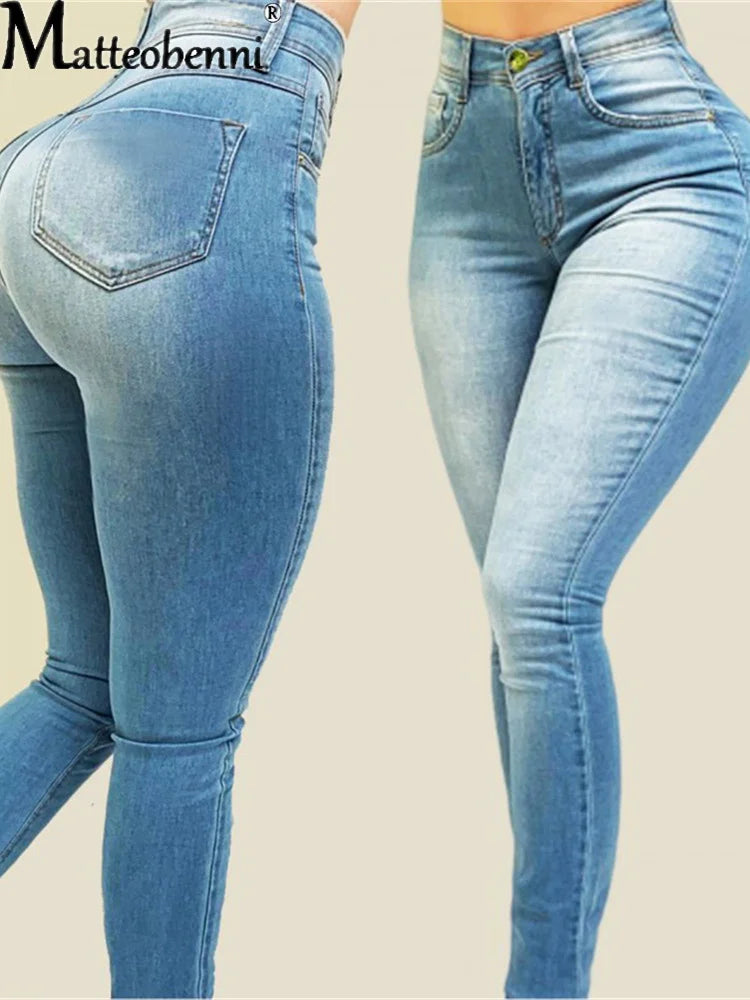 Slim-fit push-up pencil jeans in denim