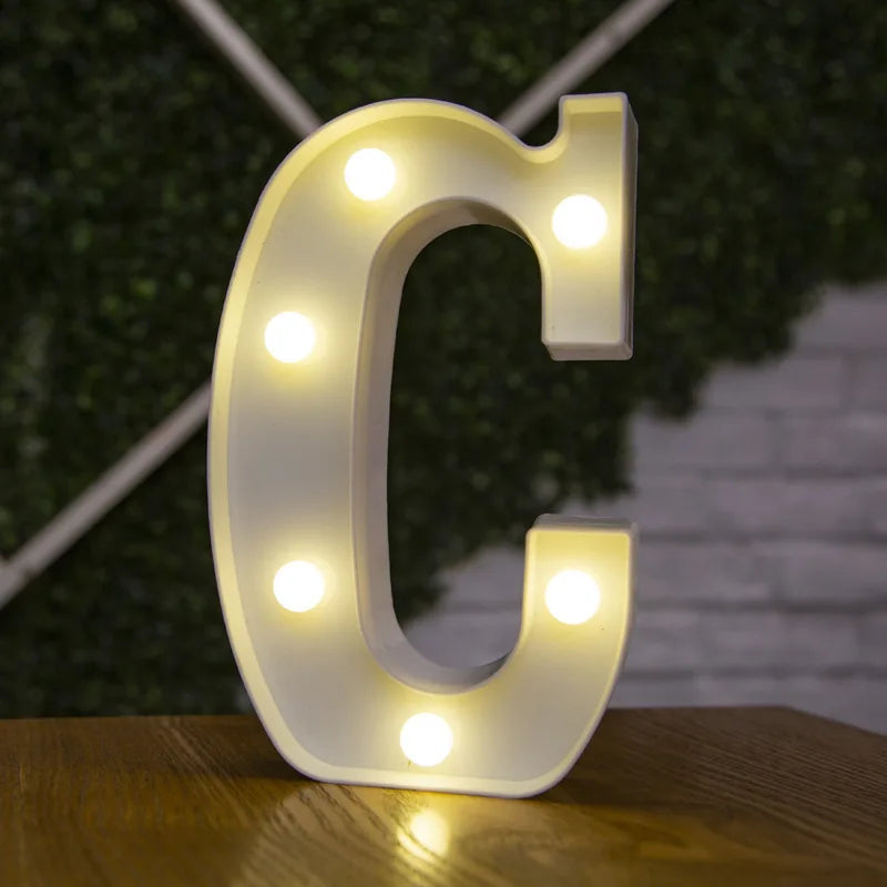 Luminous LED Alphabet Letters Digital Lamp Battery Warm Night Light for Home Wedding Birthday Christmas Party DecorationAzizaK