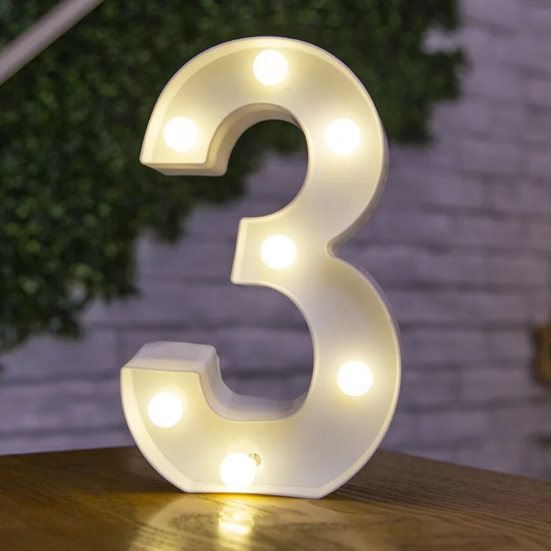 Luminous LED Alphabet Letters Digital Lamp Battery Warm Night Light for Home Wedding Birthday Christmas Party DecorationAzizaK