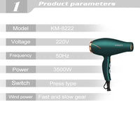 Kemei 3500W Hot and Cold Wind Hair Dryer Foldable Compact Blow Dryer Hairdryer Hair Styling Tools for Salons and Household Use