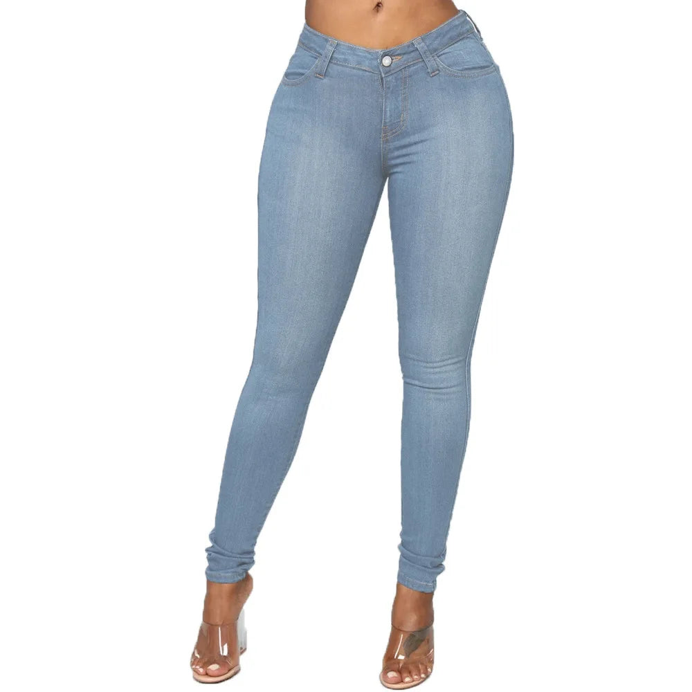 Pencil cut denim pants