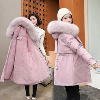 Wool Lining Coat Slim Hooded Parkas With Fur Collar