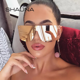 SHAUNA Retro Oversized Aviator Sunglasses with Rivets