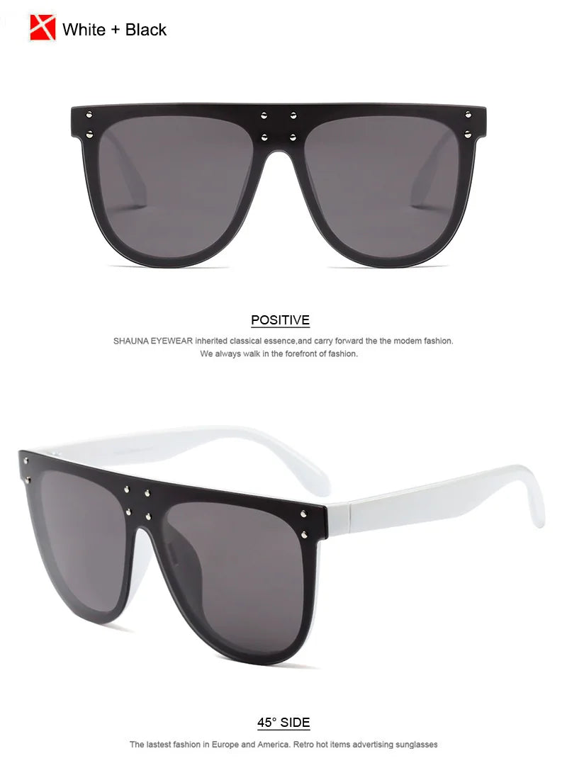 SHAUNA Retro Oversized Aviator Sunglasses with Rivets