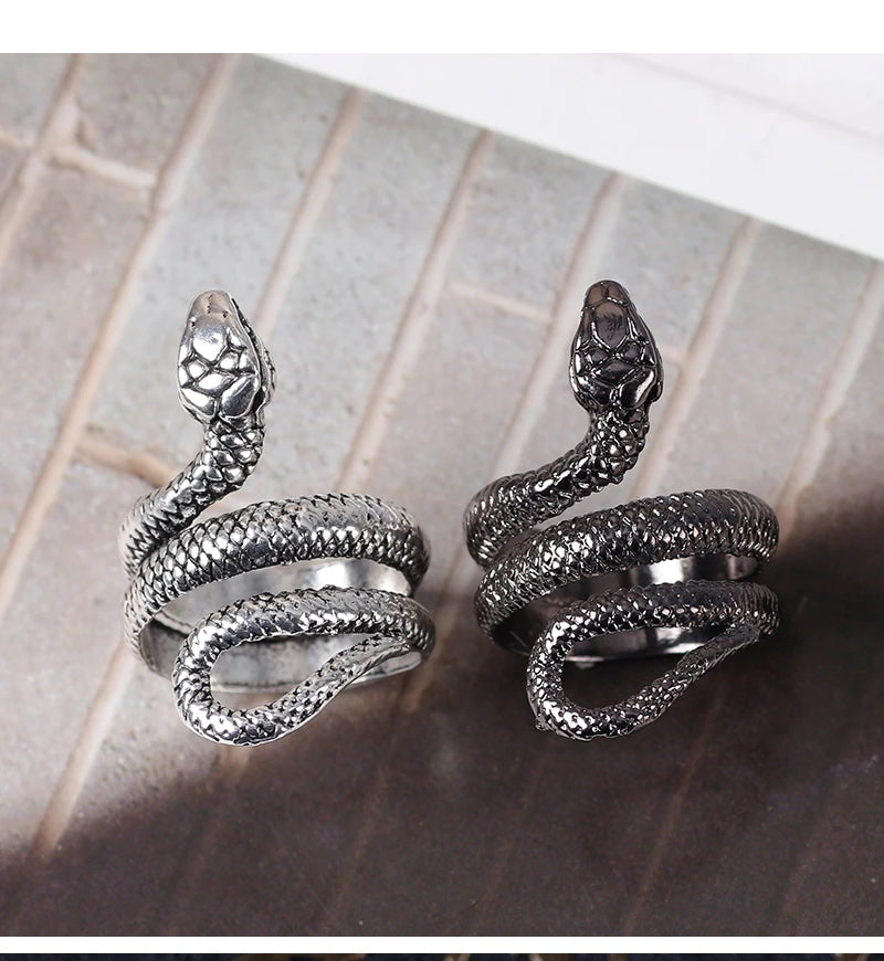 Retro hip-hop rock snake ring