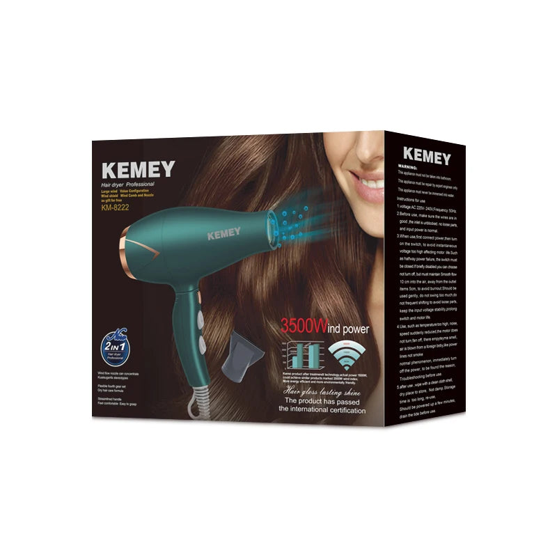 Kemei 3500W Hot and Cold Wind Hair Dryer Foldable Compact Blow Dryer Hairdryer Hair Styling Tools for Salons and Household Use