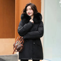 Wool Lining Coat Slim Hooded Parkas With Fur Collar