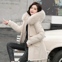 Wool Lining Coat Slim Hooded Parkas With Fur Collar