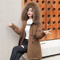 Wool Lining Coat Slim Hooded Parkas With Fur Collar