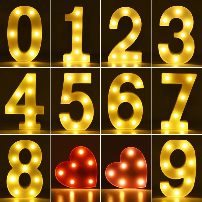 Luminous LED Alphabet Letters Digital Lamp Battery Warm Night Light for Home Wedding Birthday Christmas Party DecorationAzizaK