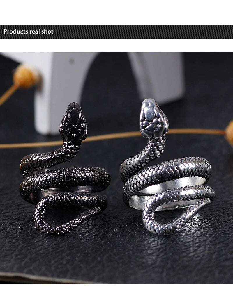 Retro hip-hop rock snake ring