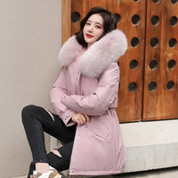 Wool Lining Coat Slim Hooded Parkas With Fur Collar