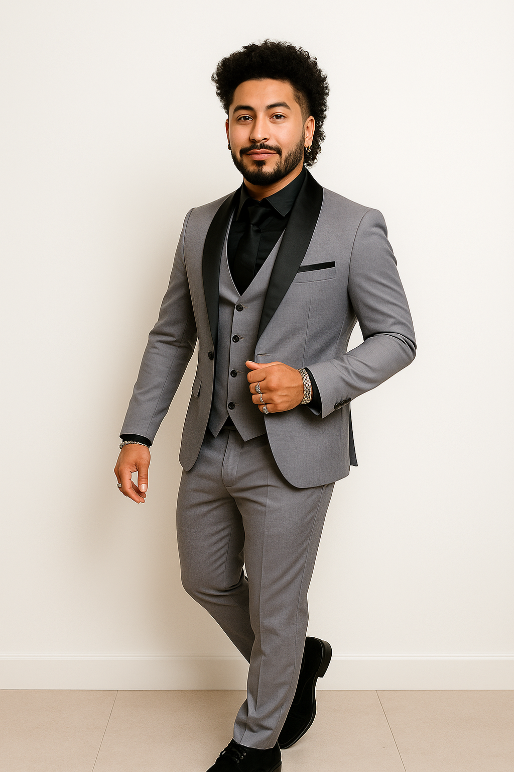 3-teiliger Slim Fit-Anzug für Herren – Jacke, Weste und Hose | AzizaK