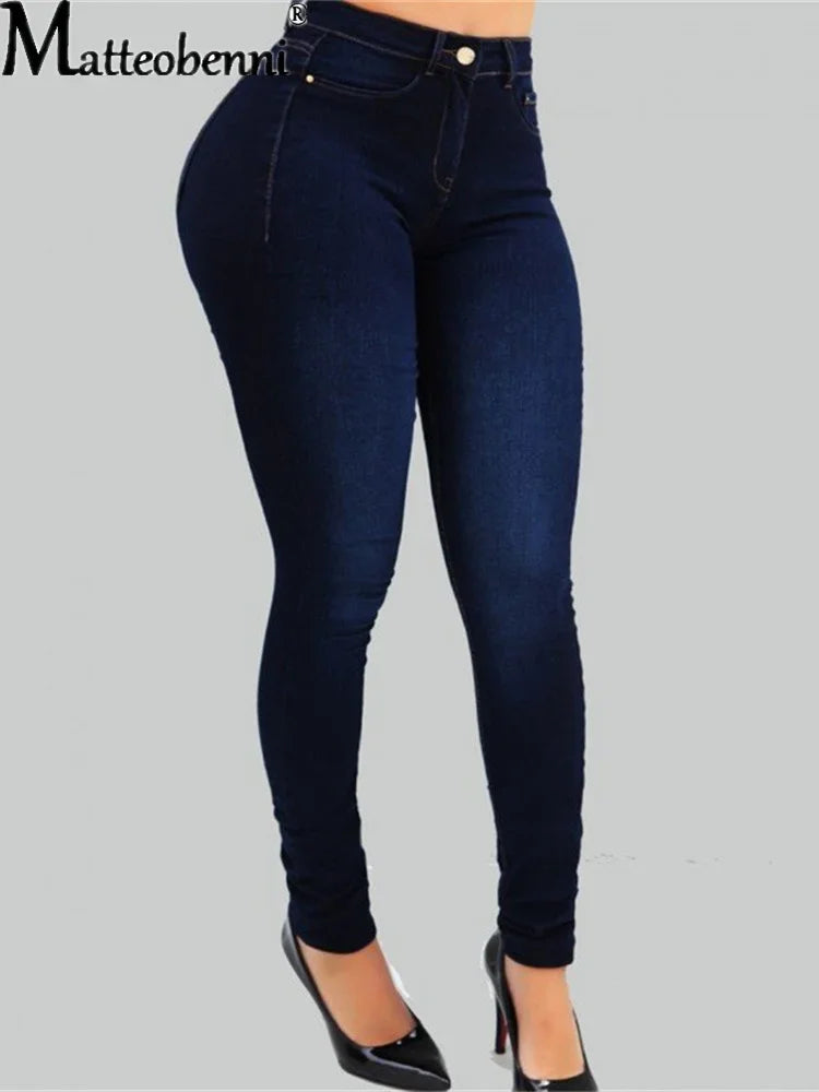 Slim-fit push-up pencil jeans in denim