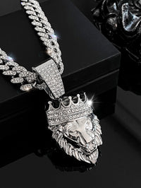 Men's Timeless Retro Lion Head Pendant Necklace - Bold Hip Hop Style Fashion Statement Accessories for Him