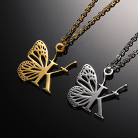 A - Z Initial Letter Collar Butterfly Necklace For WomenAzizaK