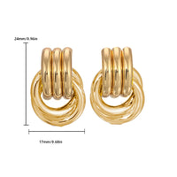 Gold Plated Textured Knot Twisted Geometric Stud Earrings