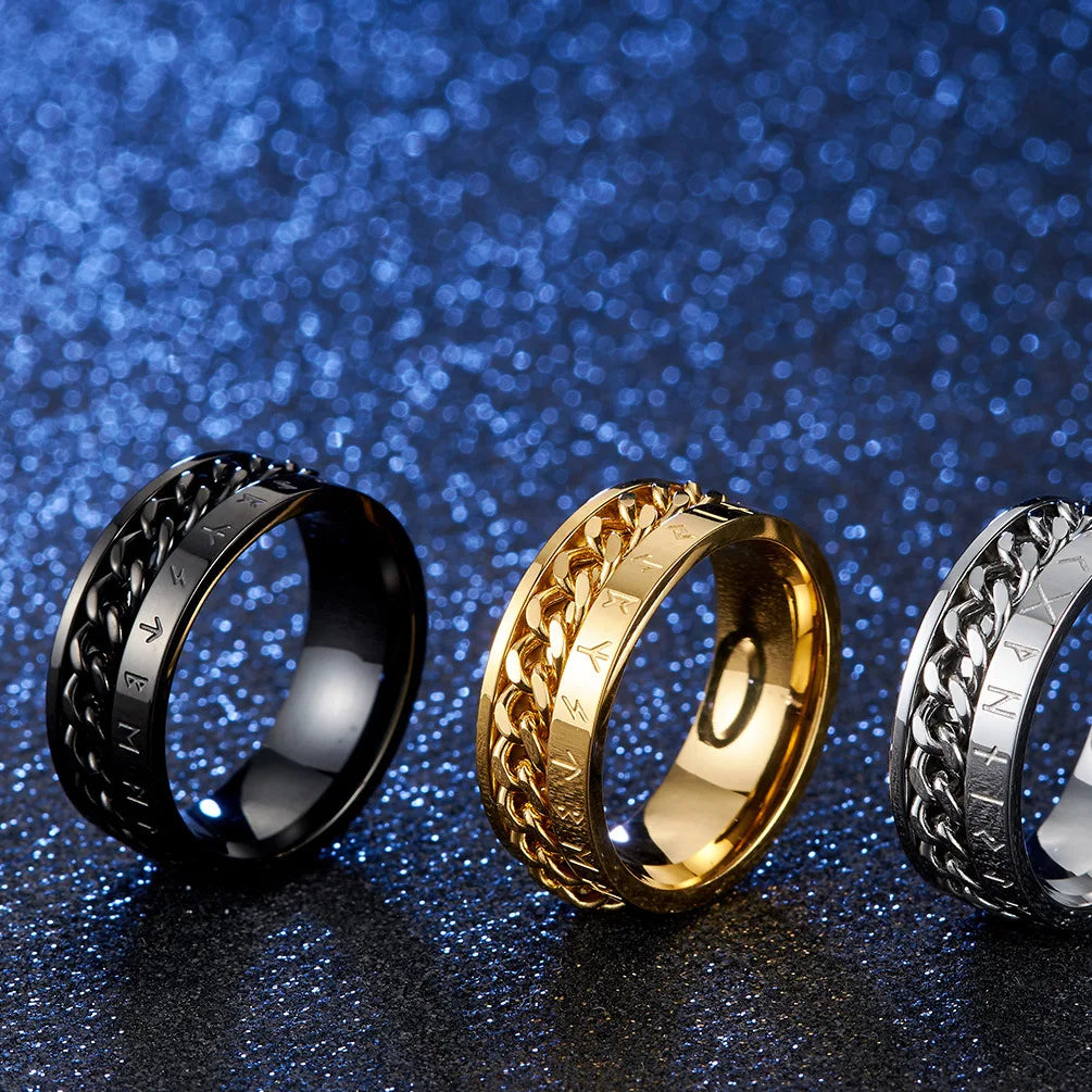 Stainless Steel Rotating Anxiety Rings with Roman Numerals