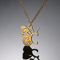 A - Z Initial Letter Collar Butterfly Necklace For WomenAzizaK