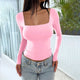 Stylish Solid T-shirt Long Sleeve Casual Versatile