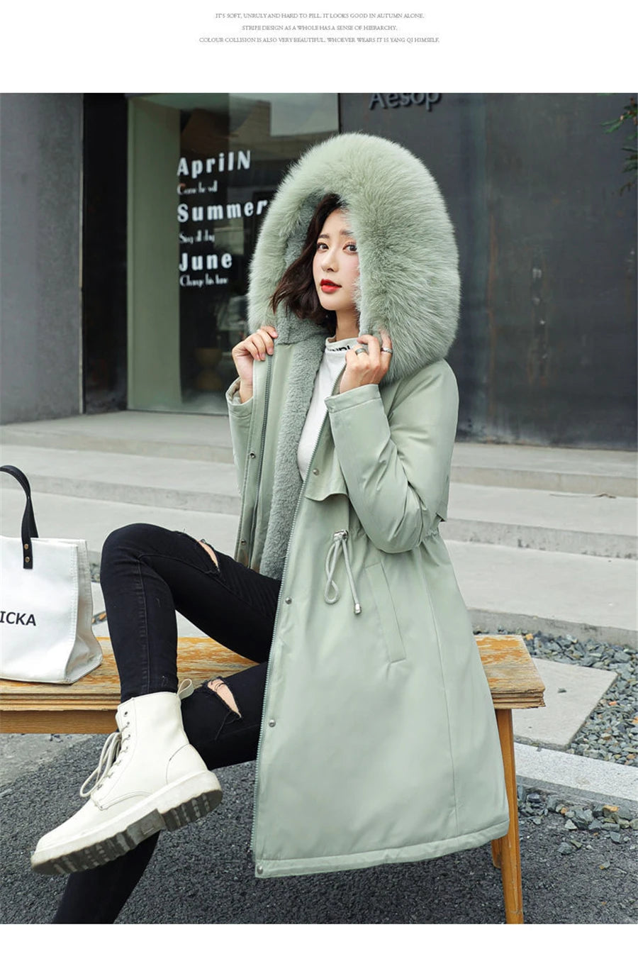 warm padded faux fur coat