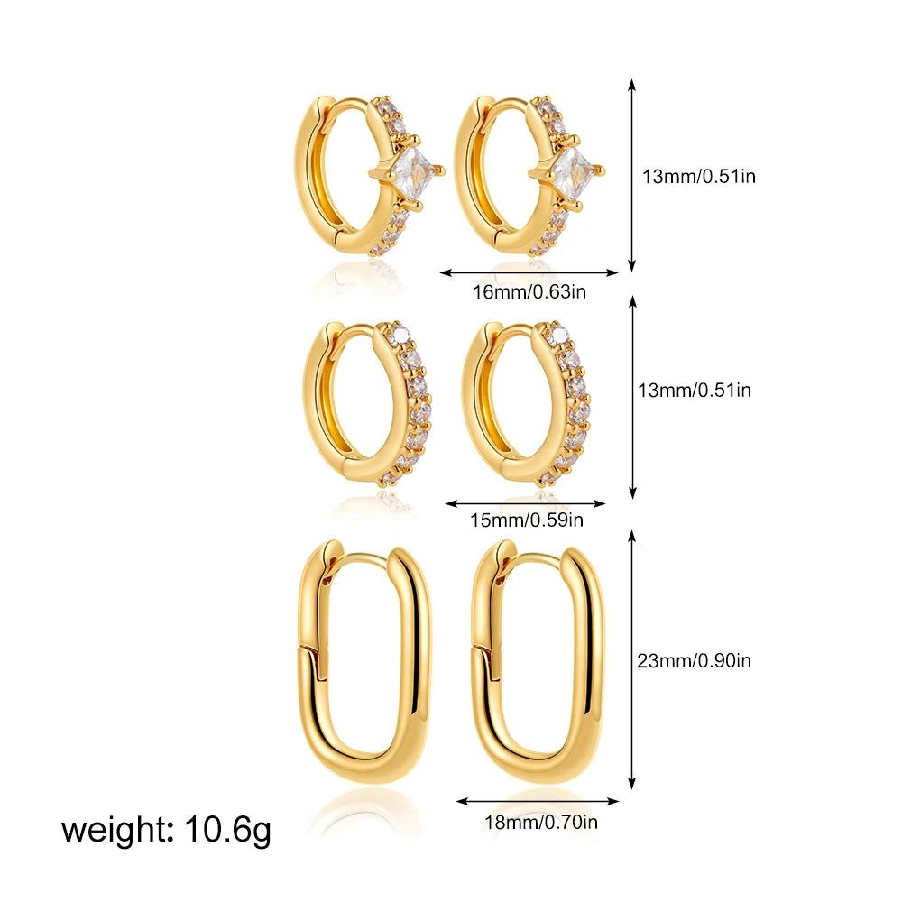 14k Gold Plated Small Zircon Stackable Hoop Earrings SetAzizaK