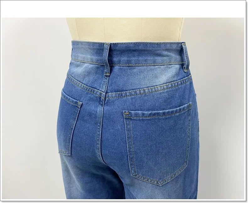 Jeans Wide Leg Pants Wash Holes