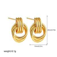 Gold Plated Textured Knot Twisted Geometric Stud Earrings