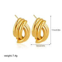 Gold Plated Textured Knot Twisted Geometric Stud Earrings