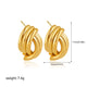 Gold Plated Textured Knot Twisted Geometric Stud Earrings