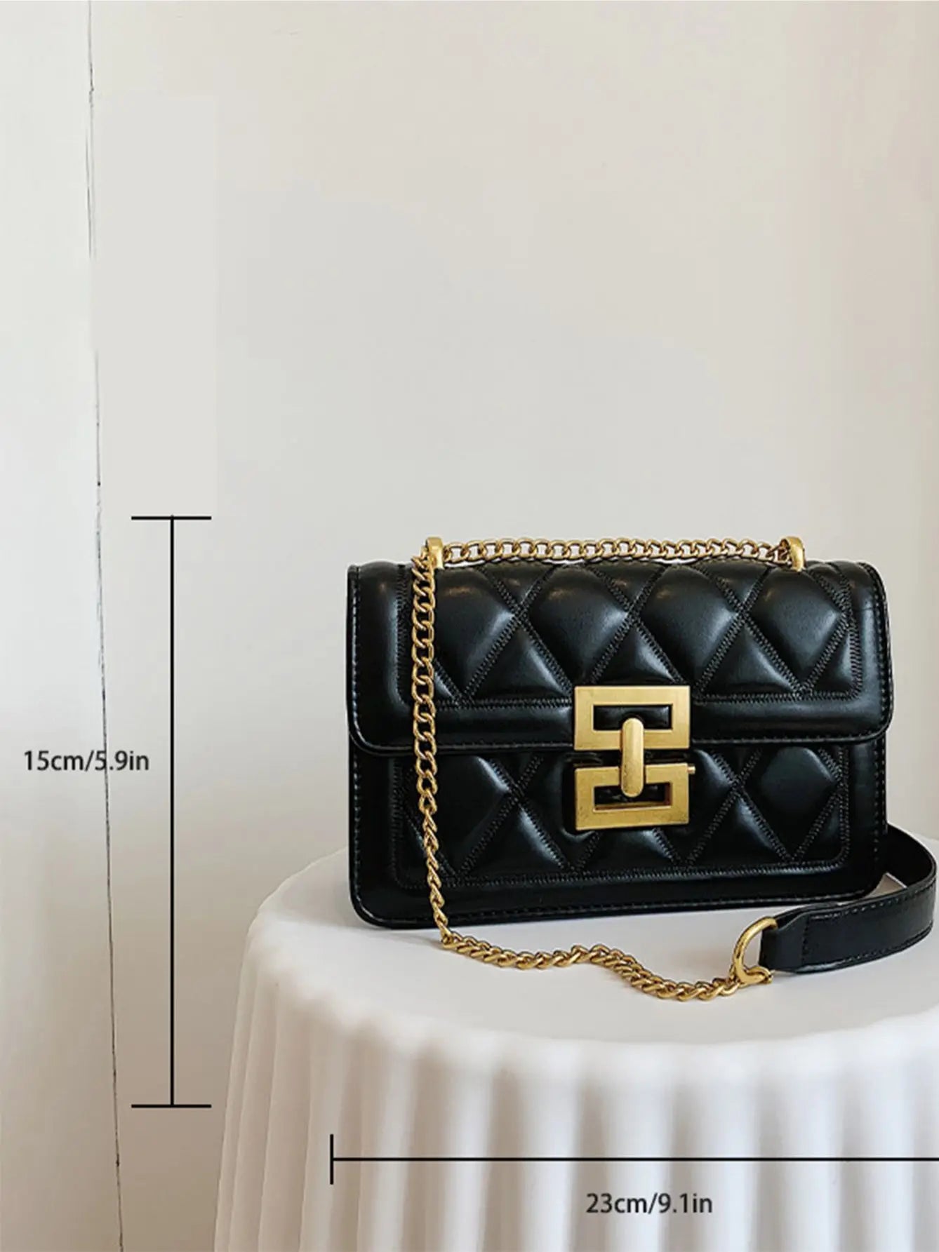 High quality diamond chain shoulder bag, small square flap chain bag