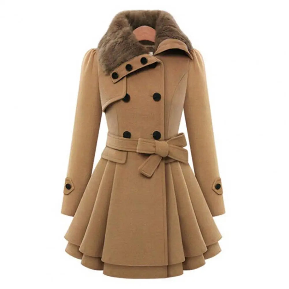 Mid-length, double-breasted, thick trench coat