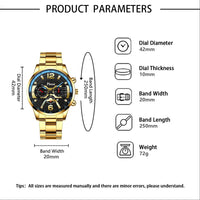 Watch  Luxury Gold Stainless Steel Quartz Wristwatch