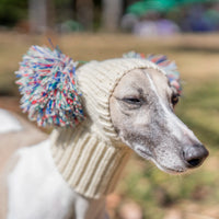 Italian Greyhound Whippet Hat with Fur Ball for Pet Winter Elastic Wool Hat for Puppy Large Dog