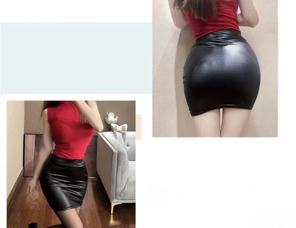 Slim faux leather pencil skirt