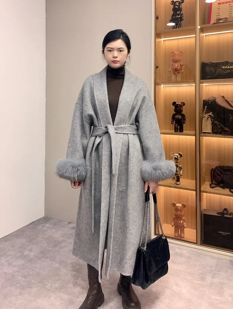 Premium Double-Faced Genuine Wool Fur Coat