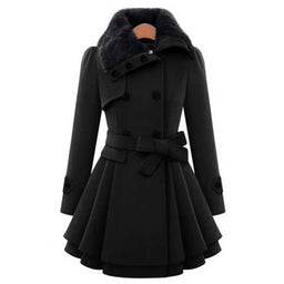 Mid-length, double-breasted, thick trench coat