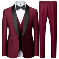 Men’s British Style Slim Suit 3 Piece Set Jacket Vest Pants