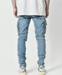 Pencil Jeans Solid Denim Cargo Pants